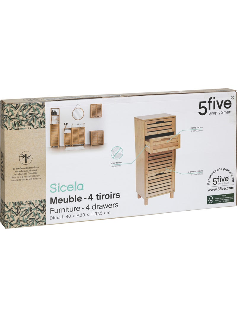 Meuble 4 tiroirs SICELA Marron - Kiabi