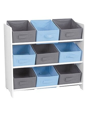 Meuble 9 panières pour enfant rose gris