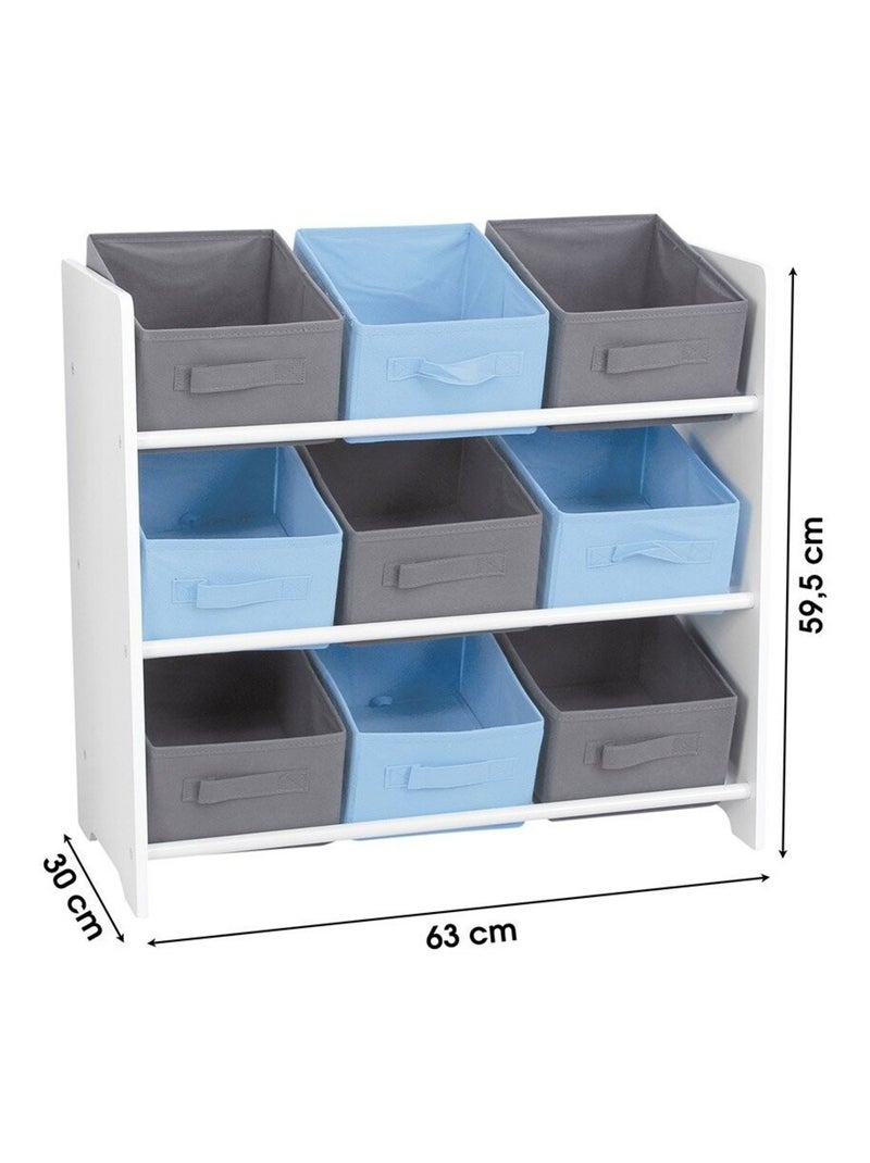 Meuble 9 panières pour enfant bleu gris Bleu - Kiabi