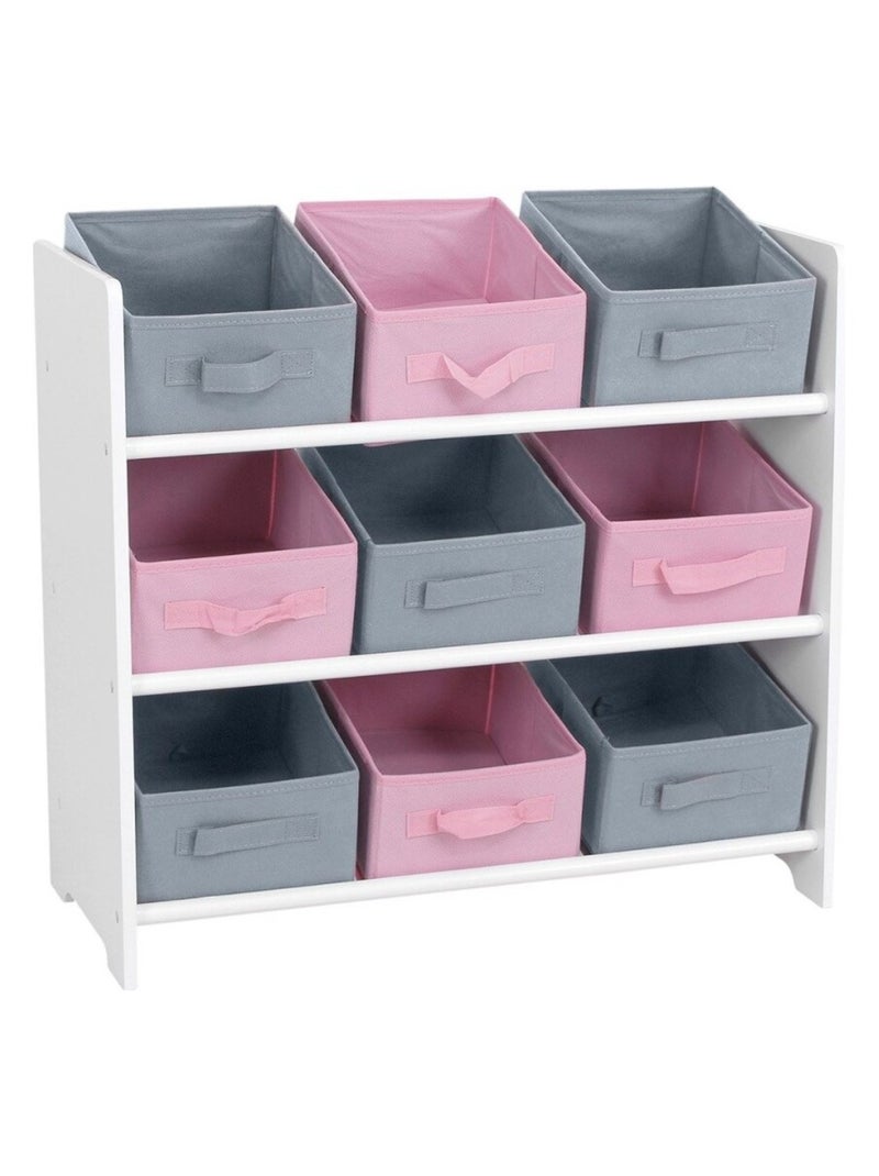 Meuble 9 panières pour enfant rose gris Rose - Kiabi