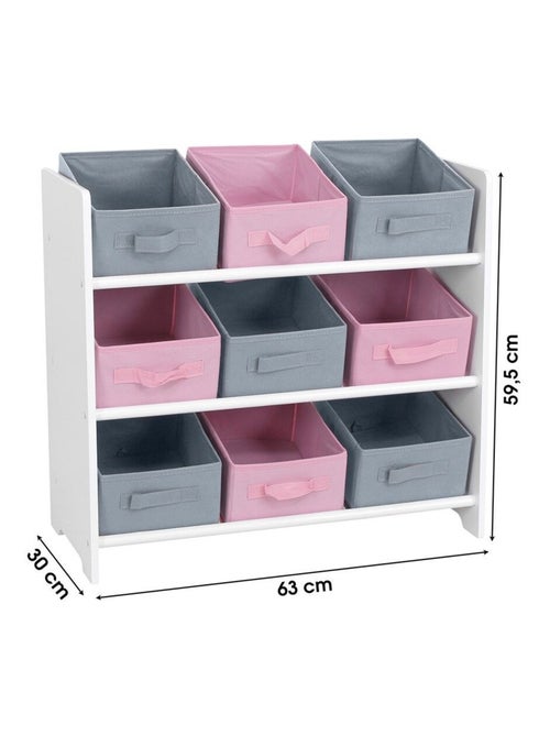 Meuble 9 panières pour enfant rose gris - Kiabi