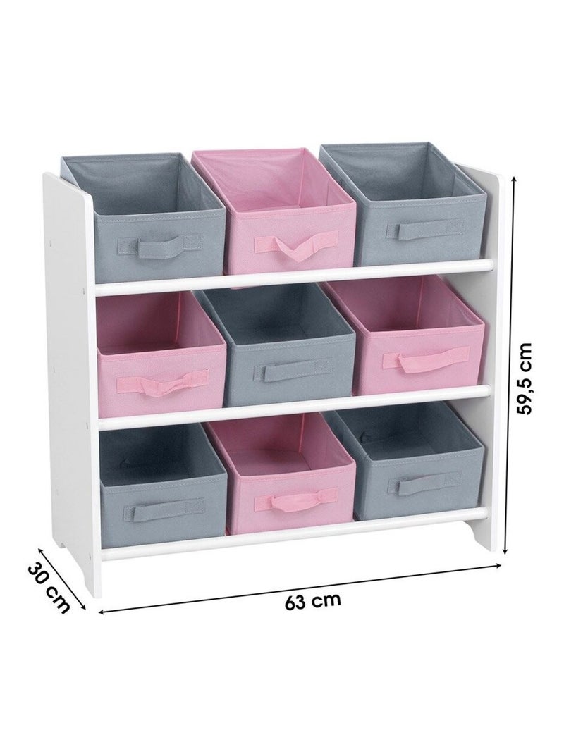 Meuble 9 panières pour enfant rose gris Rose - Kiabi