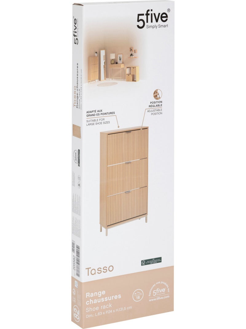 Meuble à chaussures 3 compartiments avec séparateurs TASSO Beige - Kiabi