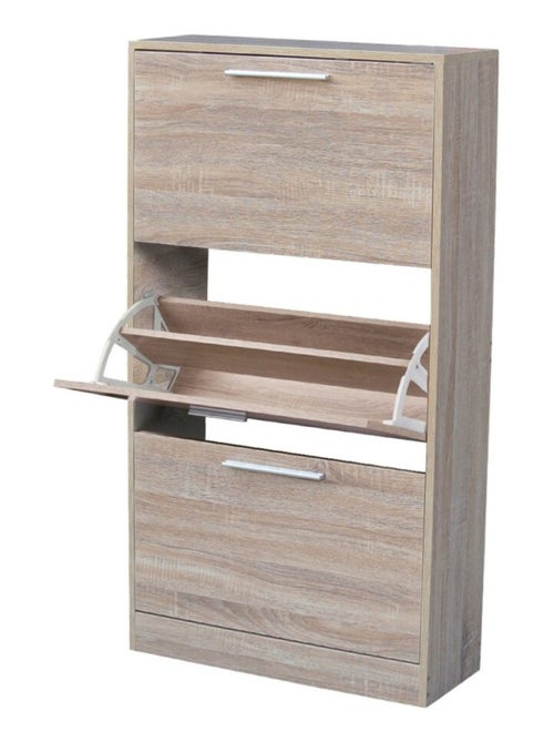 Meuble à chaussures 3 tiroirs avec portes effet chêne - Kiabi