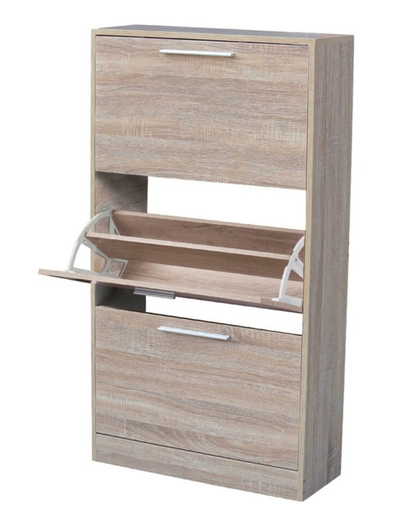 Meuble à chaussures 3 tiroirs avec portes effet chêne Argent - Kiabi