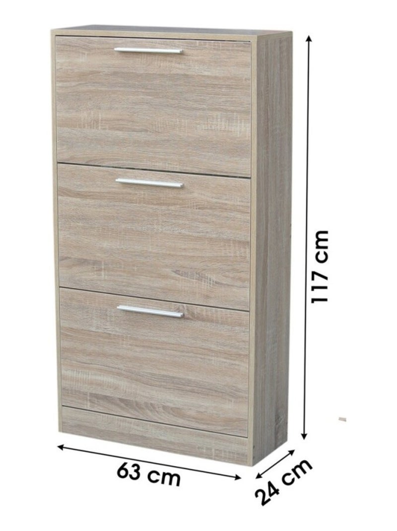 Meuble à chaussures 3 tiroirs avec portes effet chêne Argent - Kiabi