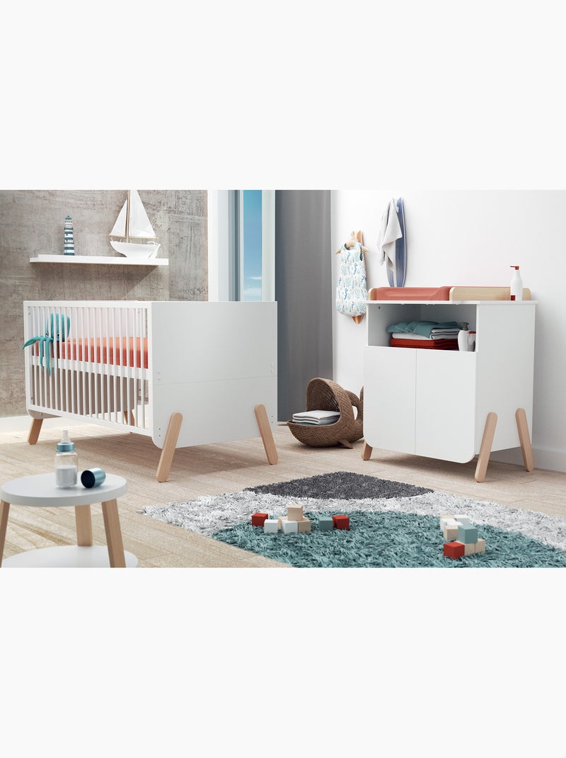 Meuble à langer 2 portes, 1 niche en bois pirate Blanc Marron - Kiabi
