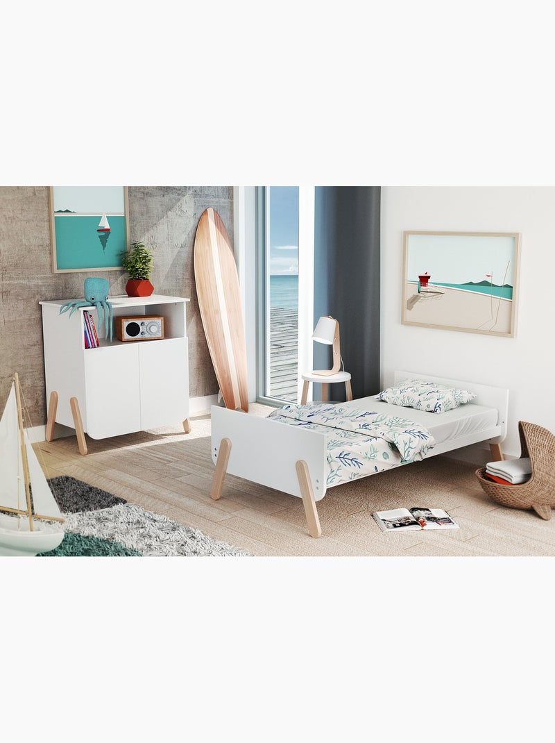 Meuble à langer 2 portes, 1 niche en bois pirate Blanc Marron - Kiabi