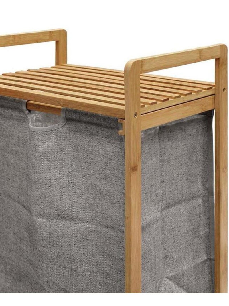 Meuble à linge 1 panier amovible bambou Tao Beige - Kiabi