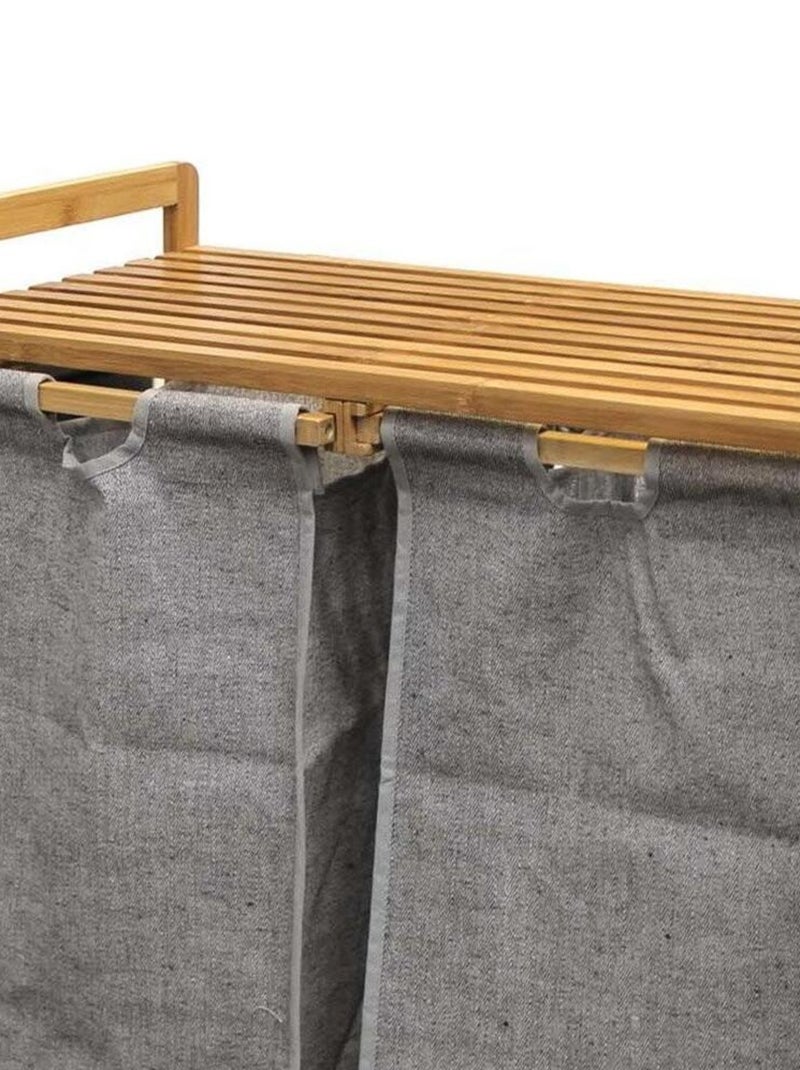 Meuble à linge 2 paniers amovibles bambou Tao Beige - Kiabi