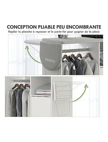Meuble à repasser sur roulettes panneau de particules blanc