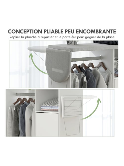 Meuble à repasser sur roulettes panneau de particules blanc - Kiabi