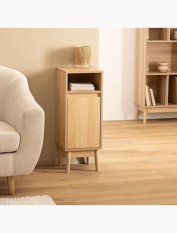 Meuble bas 1 porte et 1 niche effet bois naturel ABANA - Beige