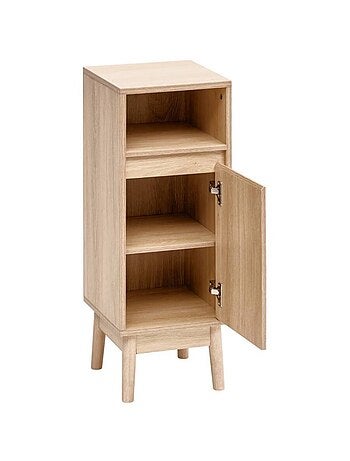 Meuble bas 1 porte et 1 niche effet bois naturel ABANA - Beige