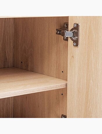 Meuble bas 1 porte et 1 niche effet bois naturel ABANA - Beige