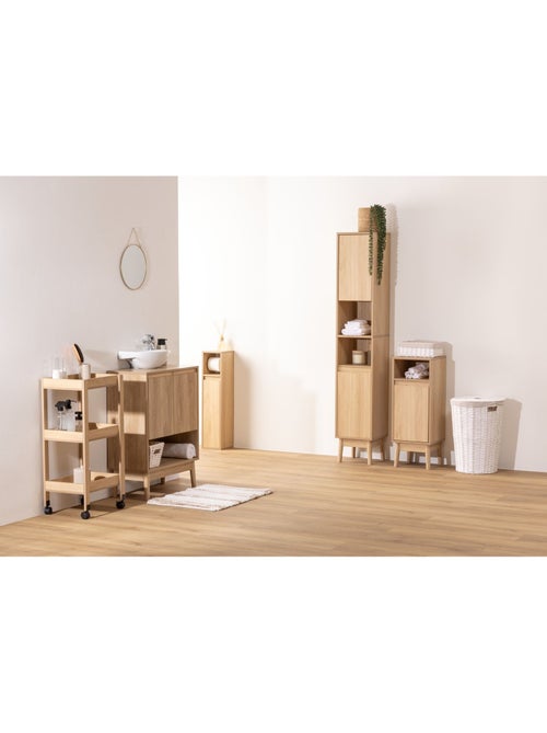 Meuble bas 1 porte et 1 niche effet bois naturel ABANA - Beige - Kiabi