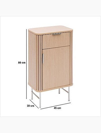 Meuble bas 1 porte et 1 tiroir effet bois clair LIORA - Beige