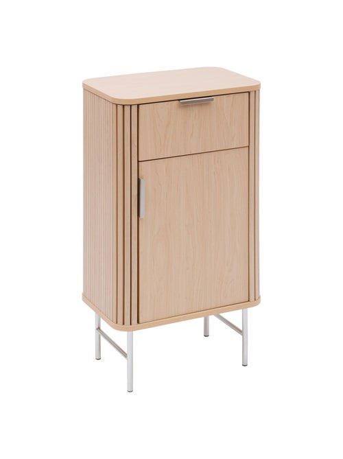 Meuble bas 1 porte et 1 tiroir effet bois clair LIORA - Beige - Kiabi