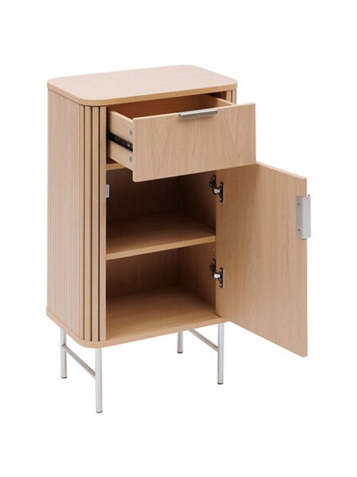 Meuble bas 1 porte et 1 tiroir effet bois clair LIORA - Beige - Kiabi