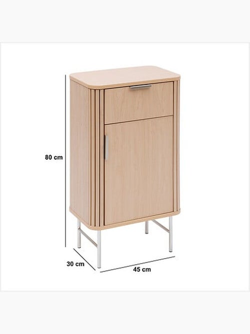 Meuble bas 1 porte et 1 tiroir effet bois clair LIORA - Beige - Kiabi