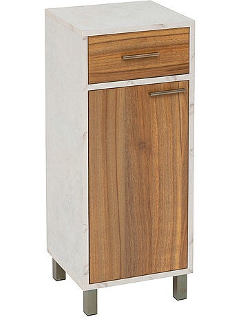 Meuble bas 1 porte et 1 tiroir effet marbre COME