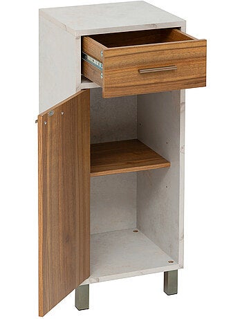 Meuble bas 1 porte et 1 tiroir effet marbre COME