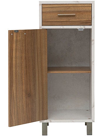 Meuble bas 1 porte et 1 tiroir effet marbre COME