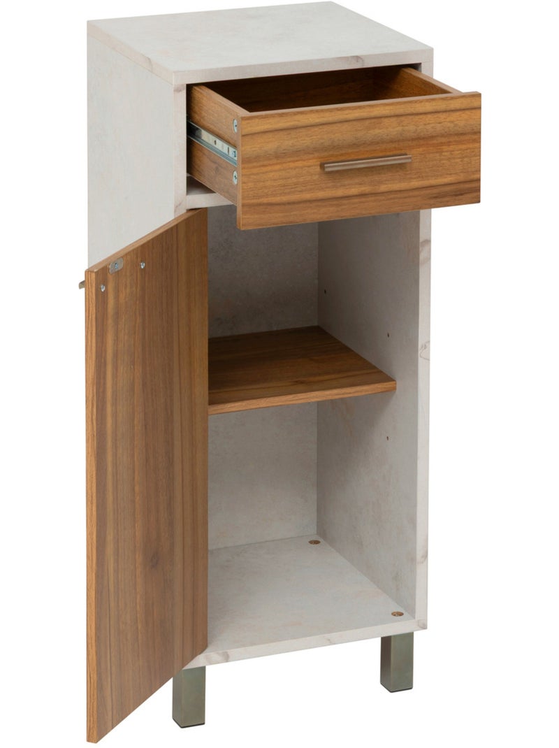 Meuble bas 1 porte et 1 tiroir effet marbre COME Marron - Kiabi