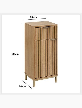 Meuble bas 1 porte et 1 tiroir en bois TASSO - Beige