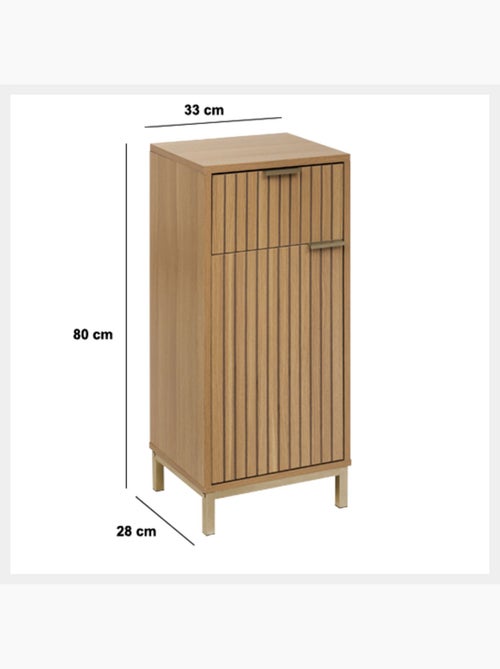 Meuble bas 1 porte et 1 tiroir en bois TASSO - Beige - Kiabi