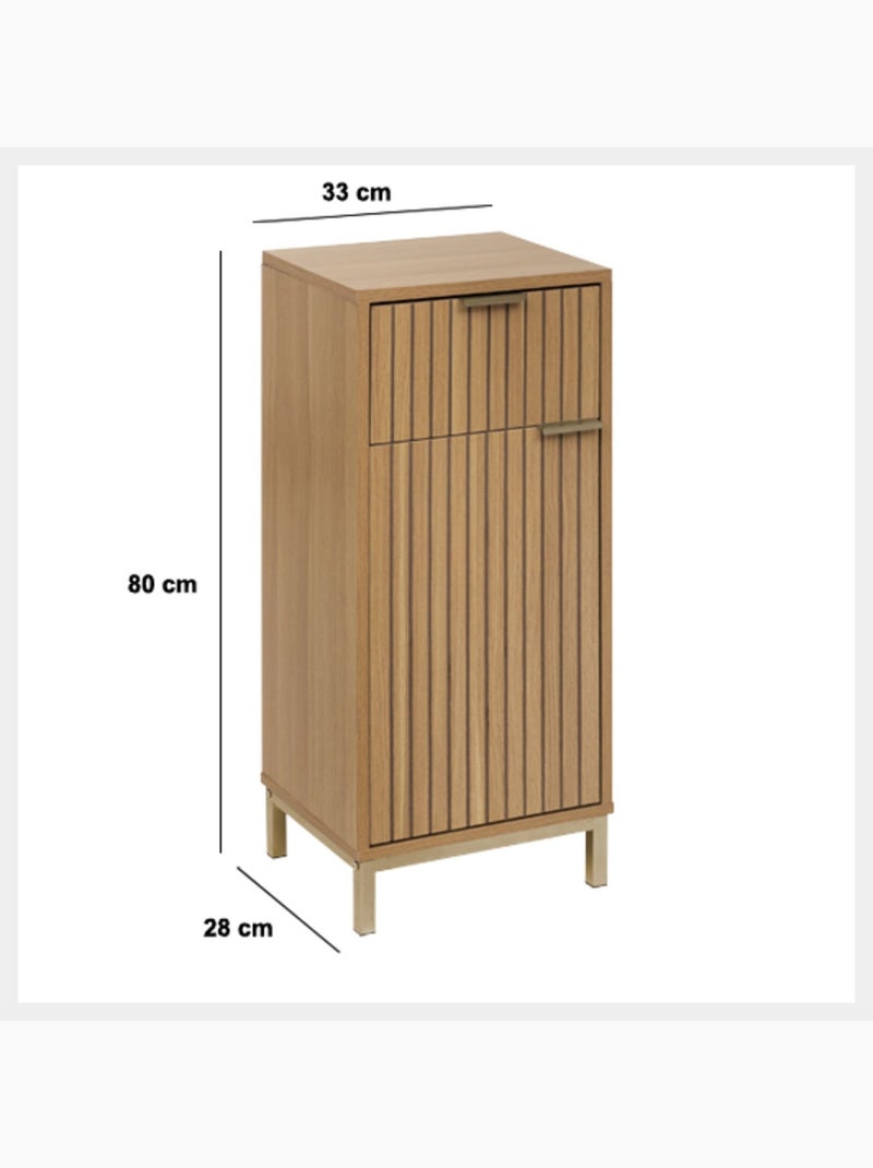 Meuble bas 1 porte et 1 tiroir en bois TASSO - Beige Beige - Kiabi