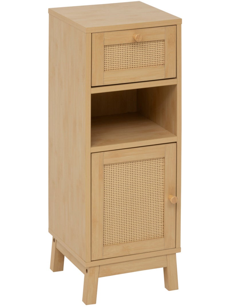 Meuble bas 1 porte et 1 tiroir en cannage CANE Marron - Kiabi
