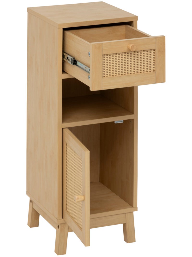 Meuble bas 1 porte et 1 tiroir en cannage CANE Marron - Kiabi