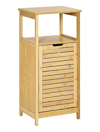 Meuble bas basculant salle de bain bambou MDF aspect bois clair