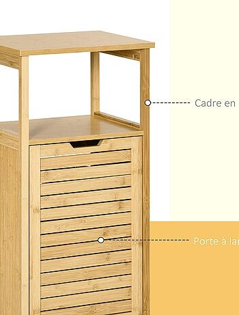 Meuble bas basculant salle de bain bambou MDF aspect bois clair