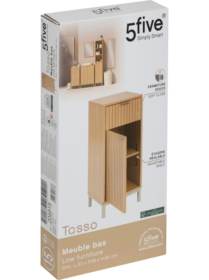 Meuble bas bois rainuré TASSO Beige - Kiabi