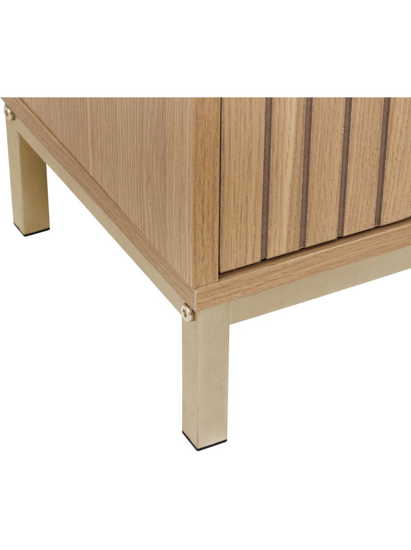 Meuble bas bois rainuré TASSO Beige - Kiabi