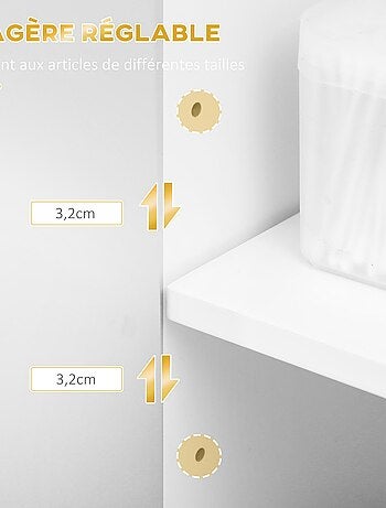 Meuble bas de salle de bain multi-rangement doré blanc