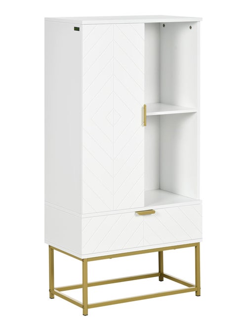 Meuble bas de salle de bain multi-rangement doré blanc - Kiabi