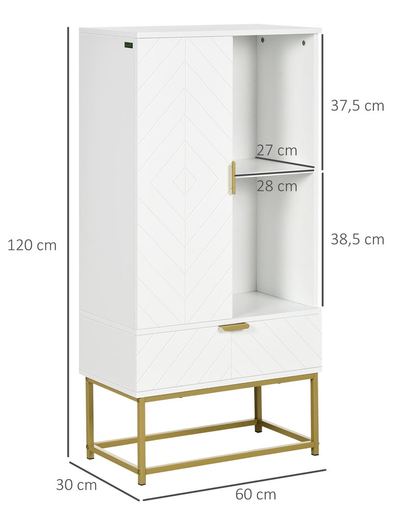 Meuble bas de salle de bain multi-rangement doré blanc Blanc Blanc - Kiabi
