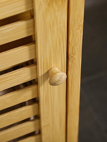 Meuble bas de salle de bain porte étagère bois de bambou verni