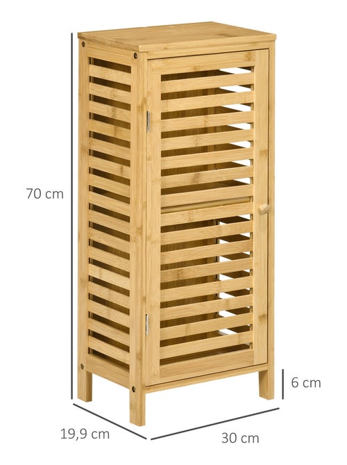 Meuble bas de salle de bain porte étagère bois de bambou verni - Kiabi Meuble bas de salle de bain porte étagère bois de bambou verni - Kiabi