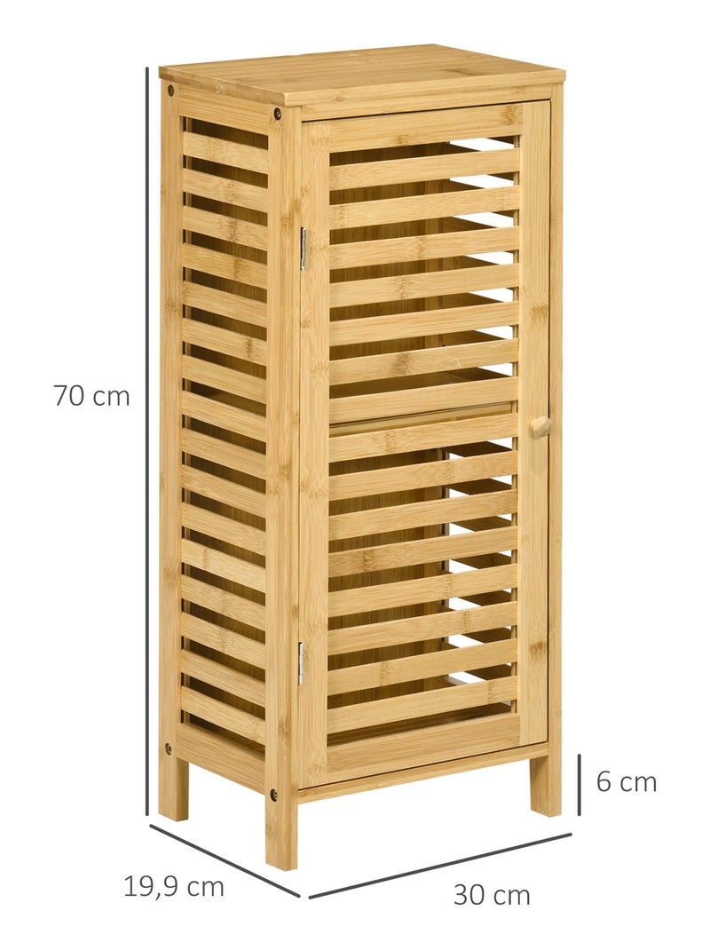 Meuble bas de salle de bain porte étagère bois de bambou verni Beige - Kiabi