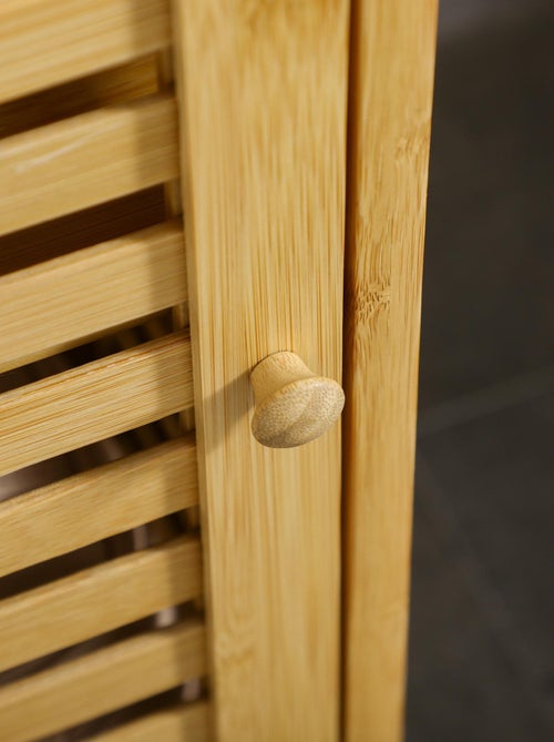 Meuble bas de salle de bain porte étagère bois de bambou verni - Kiabi Meuble bas de salle de bain porte étagère bois de bambou verni - Kiabi