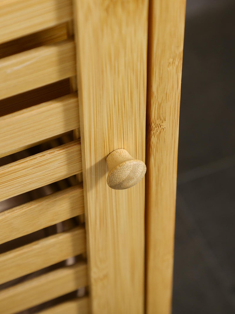 Meuble bas de salle de bain porte étagère bois de bambou verni Beige - Kiabi