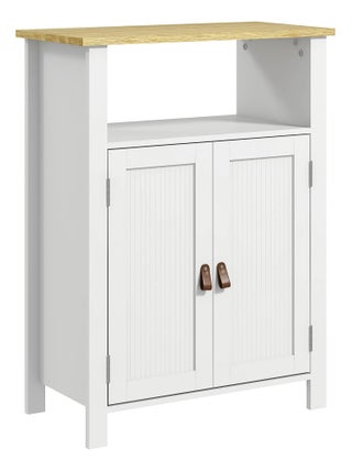 Meuble bas de salle de bain sur pied 2 portes étagère niche plateau