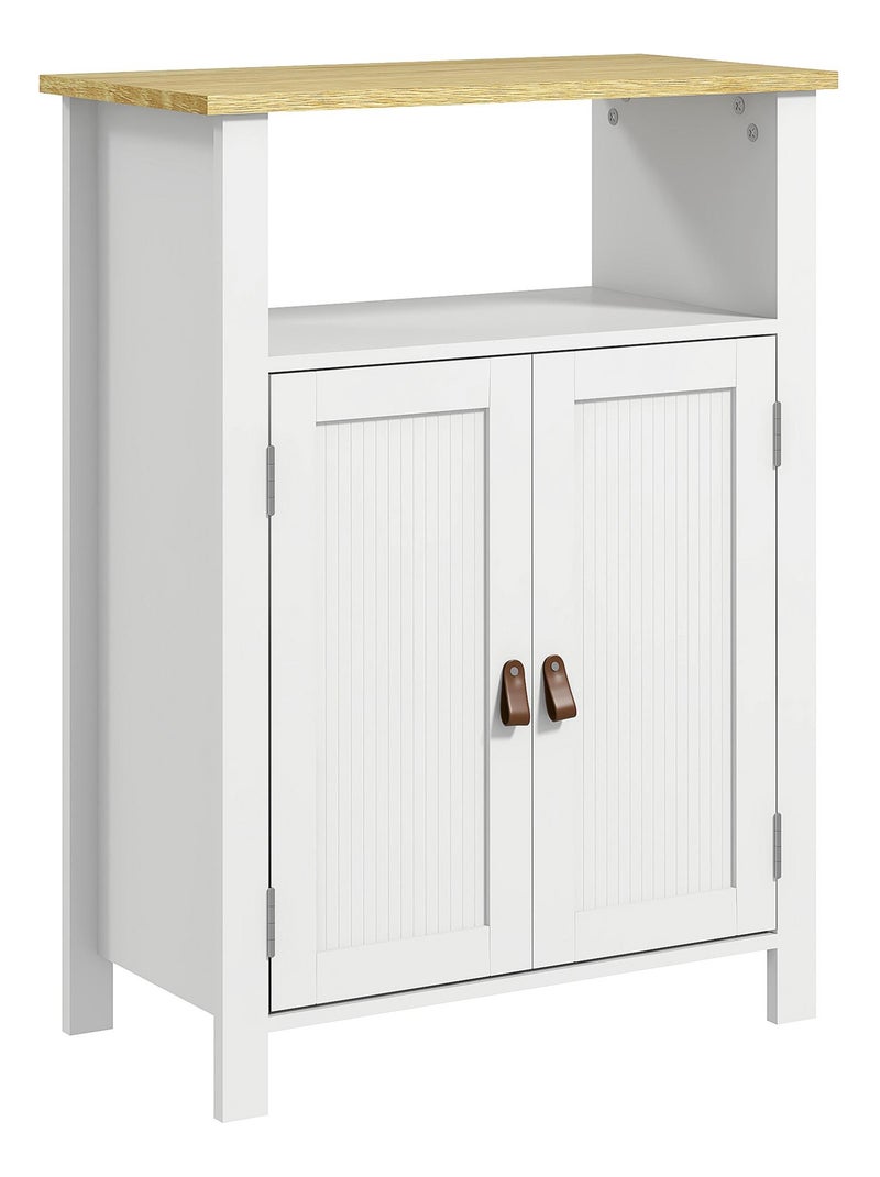 Meuble bas de salle de bain sur pied 2 portes étagère niche plateau Blanc Blanc - Kiabi