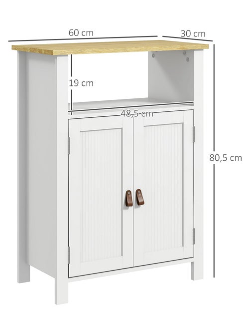 Meuble bas de salle de bain sur pied 2 portes étagère niche plateau - Kiabi