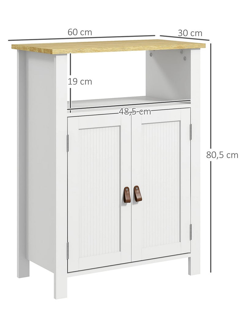 Meuble bas de salle de bain sur pied 2 portes étagère niche plateau Blanc Blanc - Kiabi