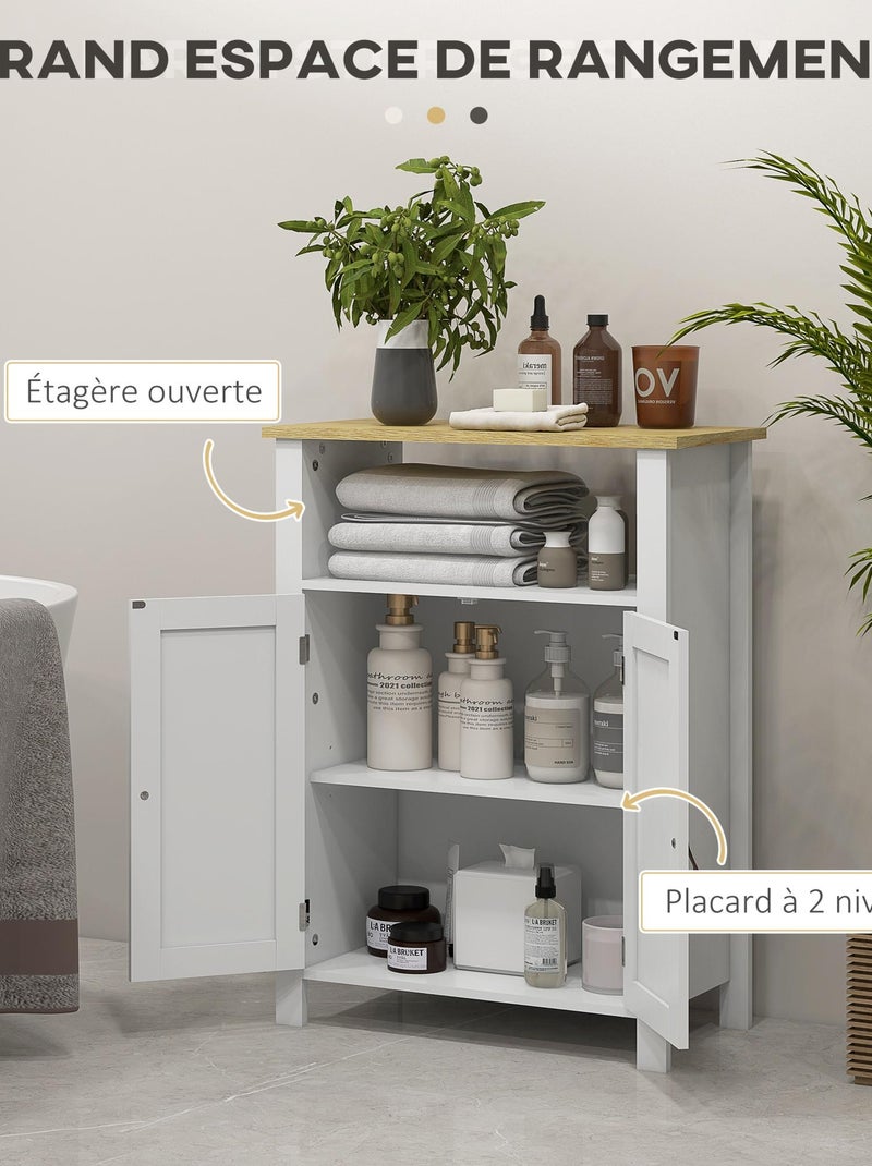 Meuble bas de salle de bain sur pied 2 portes étagère niche plateau Blanc Blanc - Kiabi